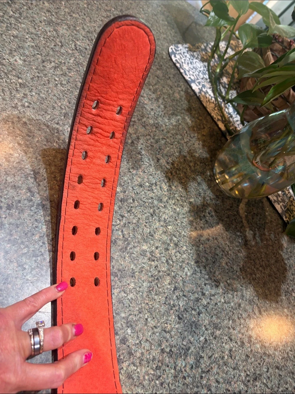 Inaka Power 10mm Red Leather Lifting Belt with Double Buckle